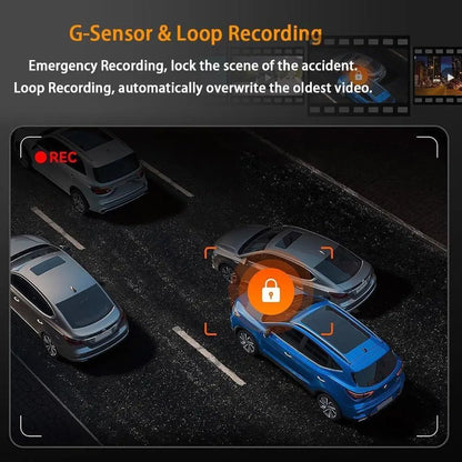 4 Channel Car Dash Cam,1080P Car DVR with 64GB Memory Card,Plug and Play Need Charge Car Video Surveillance with Night Vision 24/7Parking Mode Car DVR Hd Screen Front Rear Left and Right Dashcam Camera Wifi 3-Lens Dash Cam with Night Vision
