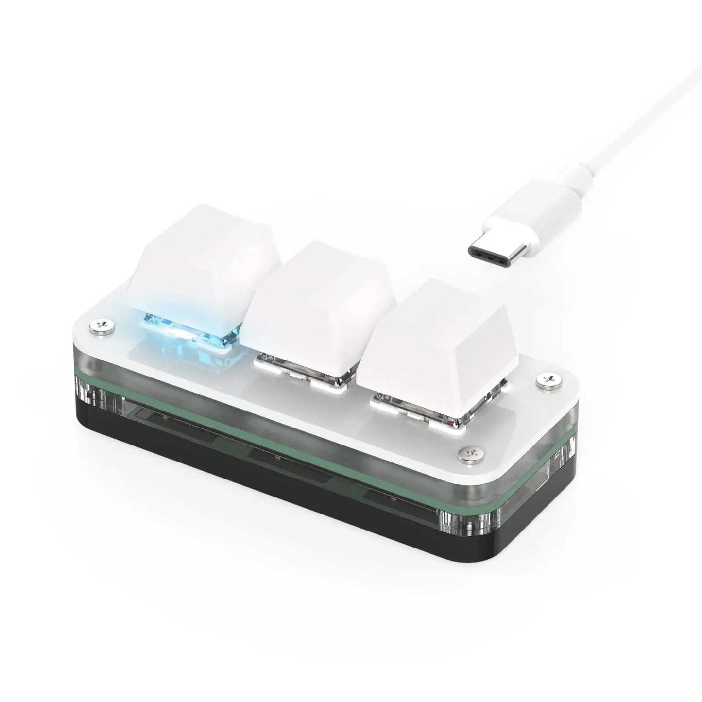 RGB Hot Swappable 3-Key Gaming Keyboard with Custom Knob and Red Switch Macropad for Macro Programming - Ideal for Left-Handed Photoshop and Multimedia Use, PC Gaming Accessories