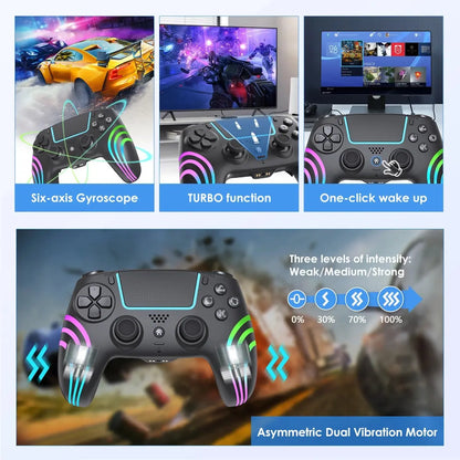 Wireless Game Controller for PS5/PS5 Slim/Ps5 Pro/Pc — RGB Wireless Controller Featuring Hall-Effect Linear Triggers, RGB Lighting, Macro Remapping of Back Buttons, Turbo Function, a 1,000 Mah Battery, Six-Axis Gyroscope, Vibration, and a 3.5 Mm Audio Jac