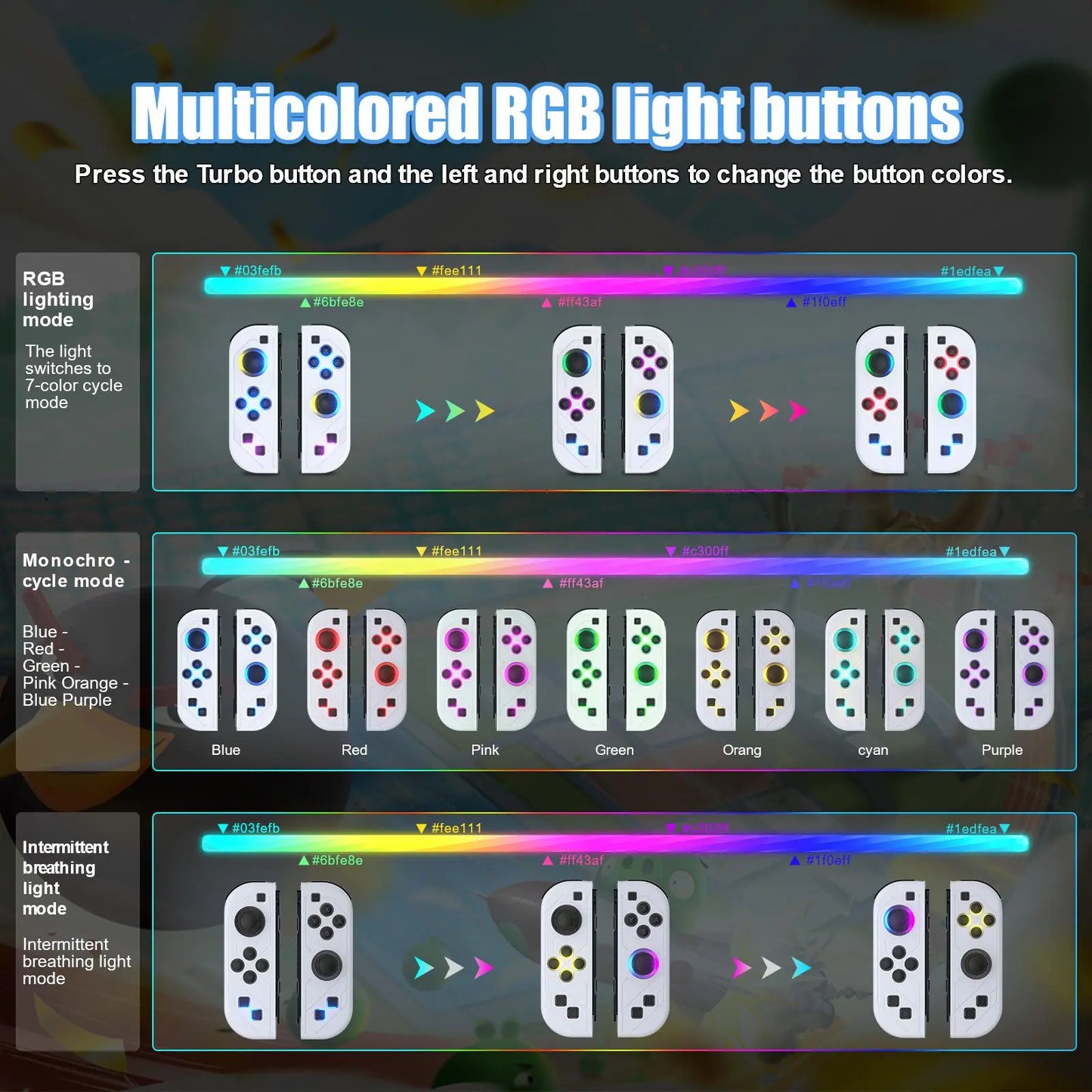 Wireless Joypad Controller for Nintendo Switch, Switch Lite, and Switch OLED with RGB Lighting