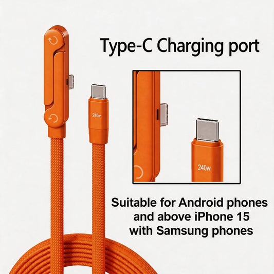 MREGB 240W 2-In-1 Fast Charging Cable with Invisible Phone Stand Foldable Durable Type-C Charger Cord Compatible with Iphone Samsung for Gaming Office Car Travel Techtok Finds Desk Setup PD3.1 Macbook Ipad High Speed Portable Tangle Free Tech Must Haves