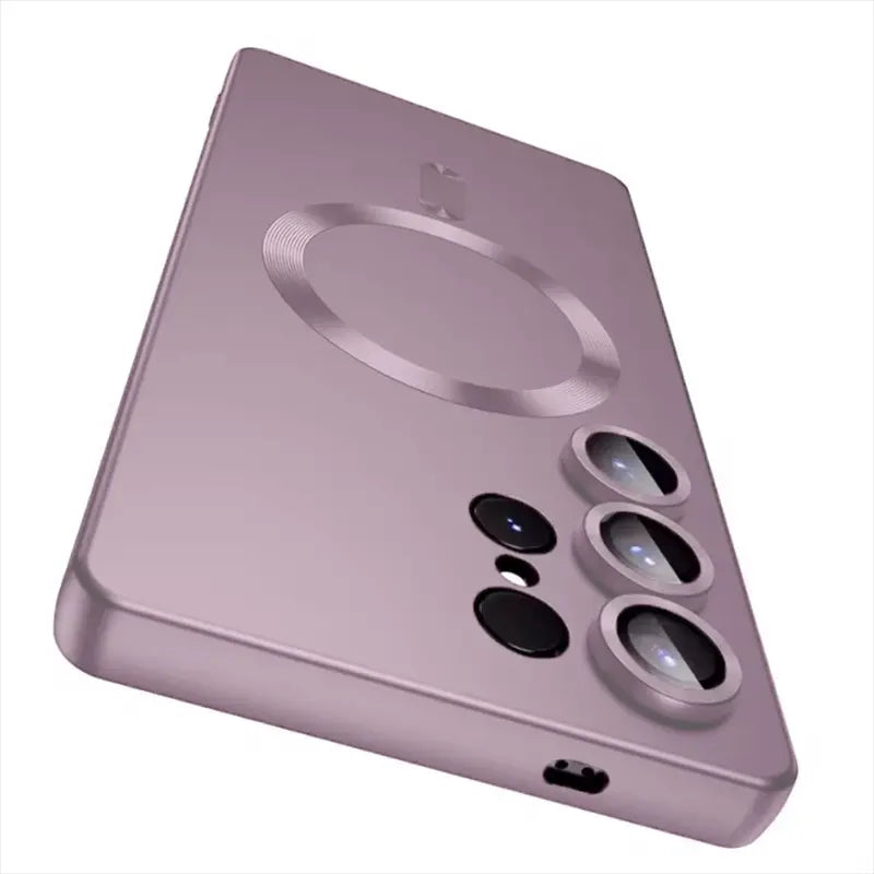 Luxury Magnetic Wireless Charging Protective Matte Electroplating TPU Shell Cellphone Case for Galaxy S25 S24 S23 S22 S21 Ultra S24Ultra S25 Ultra, Shockproof Protection with Soft Edge Phone Cover, Casing, Protector, Accessories, Smartphone