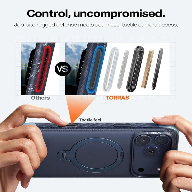 TORRAS Q3 Air Rugged Magsafe Case for Iphone 17 Pro Max with 360° Rotatable Magnetic Stand, Rugged Military-Grade Drop Protection, Anti-Slip Wavy Grip, Precise Camera Control Button, Soft Microfiber Lining, Heavy Duty Shockproof Protective Cover