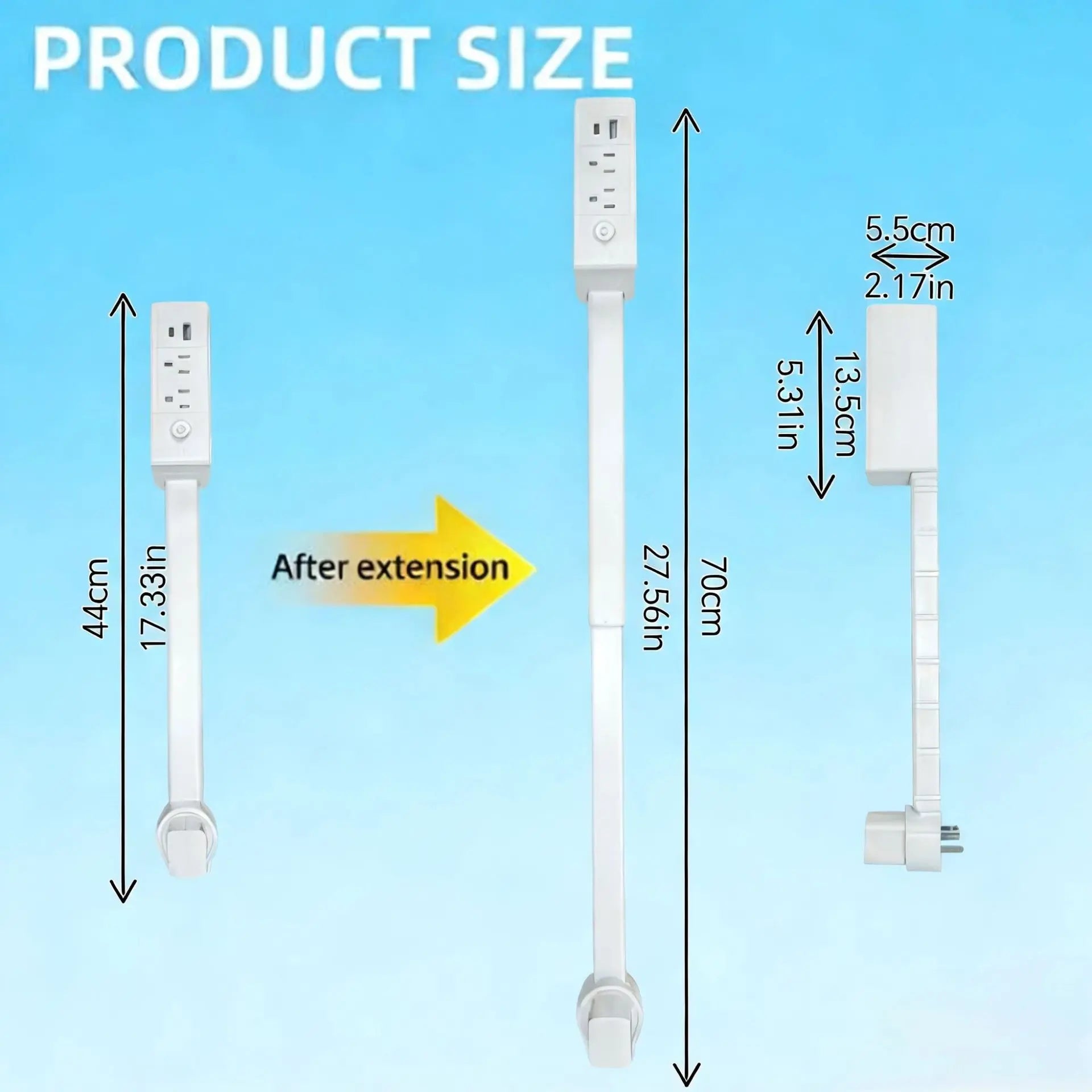 Eazy Electrical Outlet Extender - Fire Hazard Prevention, Surge Protection, 3-in-1 Telescopic Rotating Design with Independent Power Switch and 180° Swivel Wall Tap Featuring USB Ports