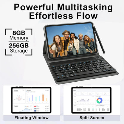 2026 Tech Essential 7-In-1 Android Tablet Bundle, 10.1” Touch Display, 8 + 256, Keyboard Mouse Stylus Bundle for Work, Streaming & Everyday Use
