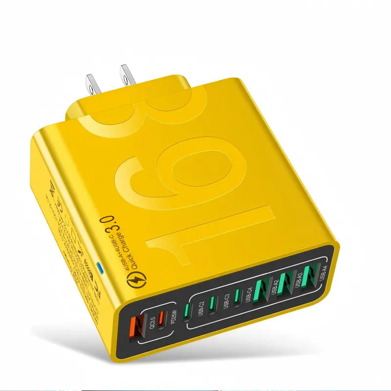 【Fathersdaygift】4 USB-C & 4 USB-A Fast Charging USB Hub Portablesmart 8Port Charger for Multiple Devices Smartcharger for Phones, Tablets & More