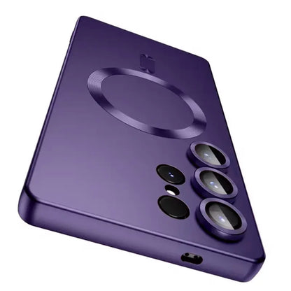Luxury Magnetic Wireless Charging Protective Matte Electroplating TPU Shell Cellphone Case for Galaxy S25 S24 S23 S22 S21 Ultra S24Ultra S25 Ultra, Shockproof Protection with Soft Edge Phone Cover, Casing, Protector, Accessories, Smartphone