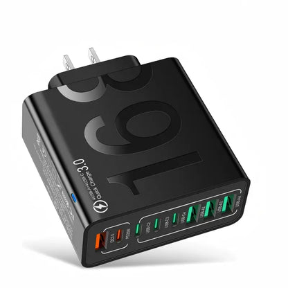 【Fathersdaygift】4 USB-C & 4 USB-A Fast Charging USB Hub Portablesmart 8Port Charger for Multiple Devices Smartcharger for Phones, Tablets & More
