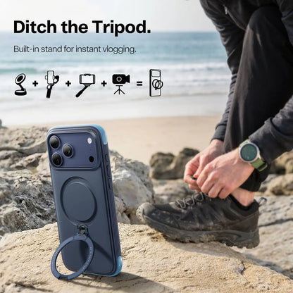 TORRAS Q3 Air Rugged Magsafe Case for Iphone 17 Pro Max with 360° Rotatable Magnetic Stand, Rugged Military-Grade Drop Protection, Anti-Slip Wavy Grip, Precise Camera Control Button, Soft Microfiber Lining, Heavy Duty Shockproof Protective Cover