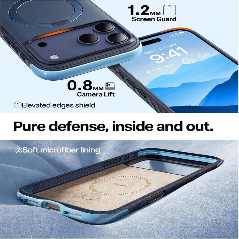 TORRAS Q3 Air Rugged Magsafe Case for Iphone 17 Pro Max with 360° Rotatable Magnetic Stand, Rugged Military-Grade Drop Protection, Anti-Slip Wavy Grip, Precise Camera Control Button, Soft Microfiber Lining, Heavy Duty Shockproof Protective Cover