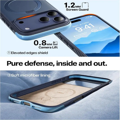 TORRAS Q3 Air Rugged Magsafe Case for Iphone 17 Pro Max with 360° Rotatable Magnetic Stand, Rugged Military-Grade Drop Protection, Anti-Slip Wavy Grip, Precise Camera Control Button, Soft Microfiber Lining, Heavy Duty Shockproof Protective Cover
