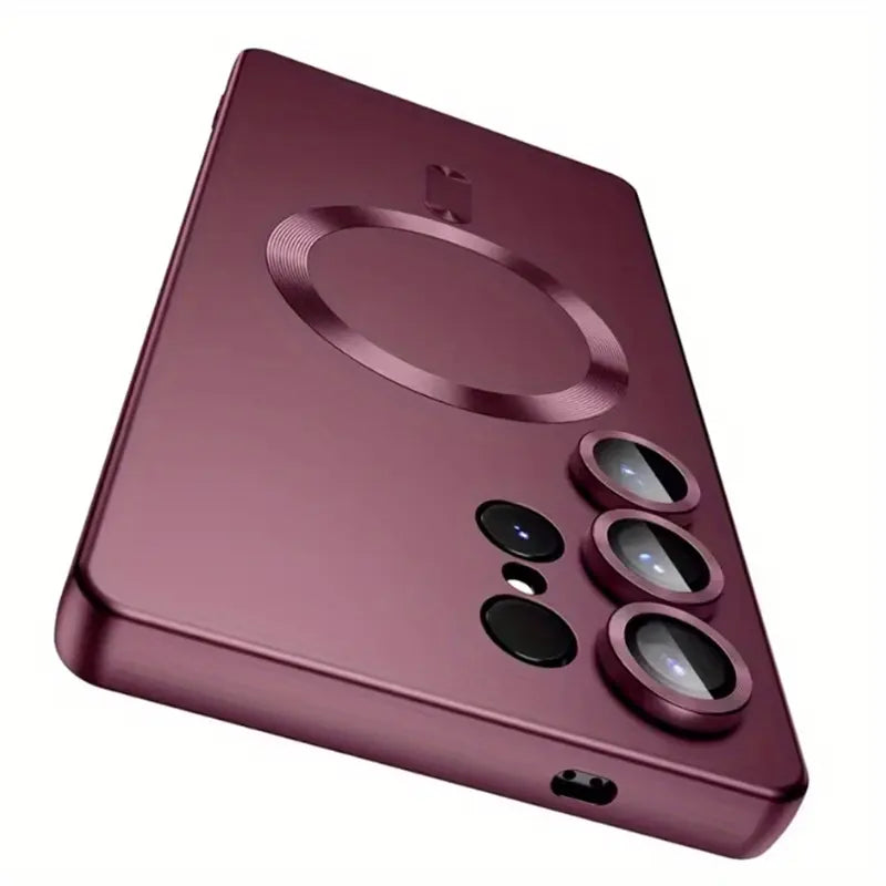 Luxury Magnetic Wireless Charging Protective Matte Electroplating TPU Shell Cellphone Case for Galaxy S25 S24 S23 S22 S21 Ultra S24Ultra S25 Ultra, Shockproof Protection with Soft Edge Phone Cover, Casing, Protector, Accessories, Smartphone