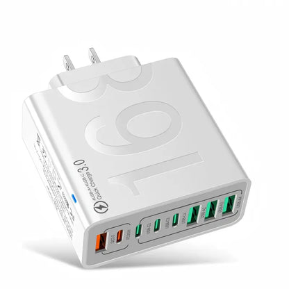 【Fathersdaygift】4 USB-C & 4 USB-A Fast Charging USB Hub Portablesmart 8Port Charger for Multiple Devices Smartcharger for Phones, Tablets & More