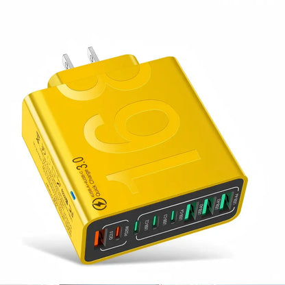 【Fathersdaygift】4 USB-C & 4 USB-A Fast Charging USB Hub Portablesmart 8Port Charger for Multiple Devices Smartcharger for Phones, Tablets & More
