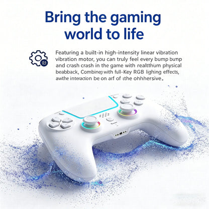 Wireless Game Controller for PS5/PS5 Slim/Ps5 Pro/Pc — RGB Wireless Controller Featuring Hall-Effect Linear Triggers, RGB Lighting, Macro Remapping of Back Buttons, Turbo Function, a 1,000 Mah Battery, Six-Axis Gyroscope, Vibration, and a 3.5 Mm Audio Jac